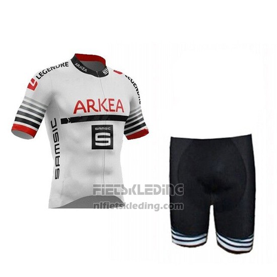2019 Fietskleding Arkea Samsic Wit Rood Korte Mouwen en Koersbroek